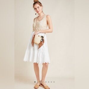 Anthropologie Beckett Crochet Eyelet Dress Size L
